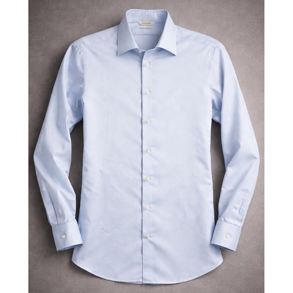 Suitsupply Mens Dress Shirt 17L Slim Fit Traveller Cotton Blue Spread Collar